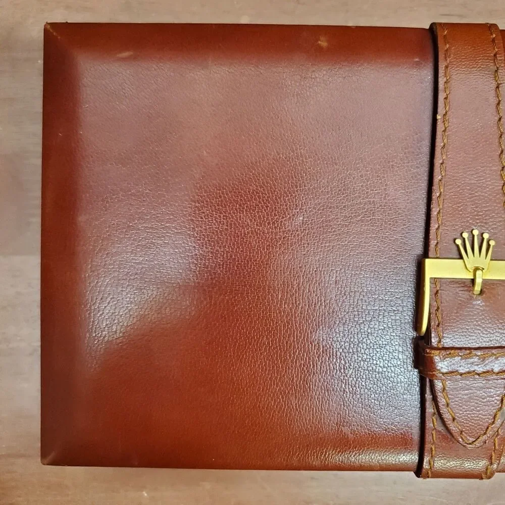 Vintage Rolex Presidential Day-Date Empty Leather Wood Watch Box Case 56.00.2